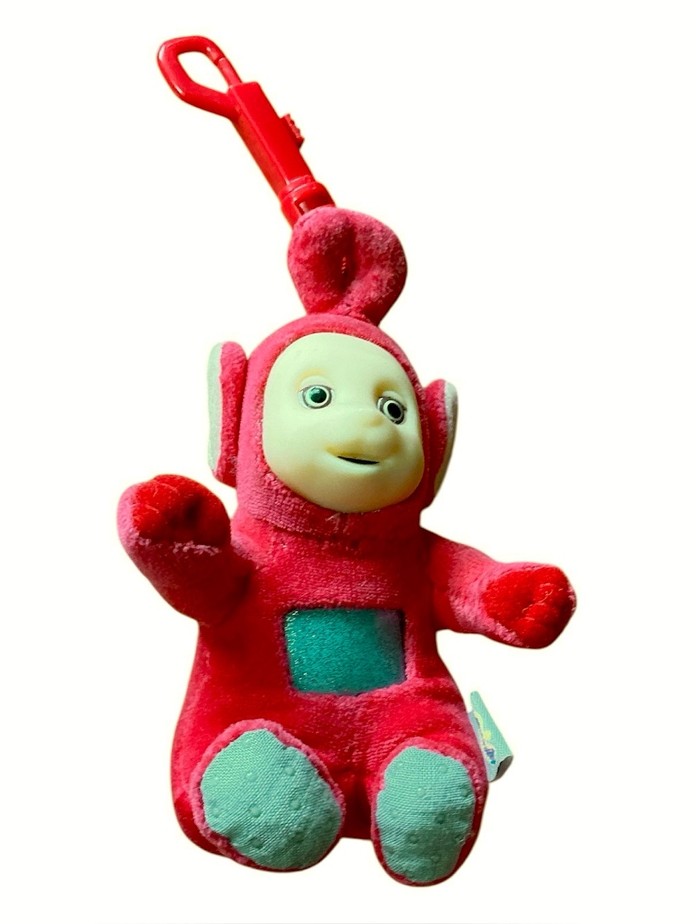 Vtg 90s Teletubbie Po Red Plush Clip-On plush with coin purse zip back red euc